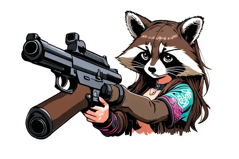 Racoon Girl With A Gun