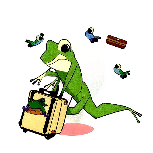 Frog Holding A Suitcase Travel Themed