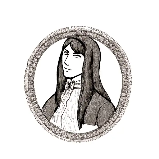 A Portrait Of A Historical Figure From Arte Antiga In Blackwork Style