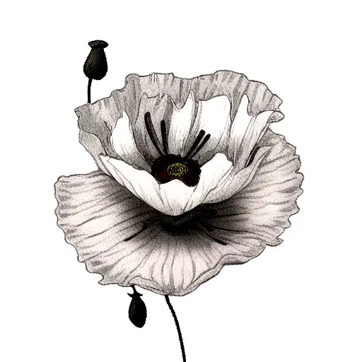 Poppy Flower With Brown Brindle Color Instead Of Regular Color