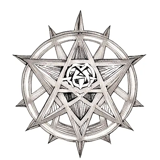 Dragon Skull With Flame Pentagram