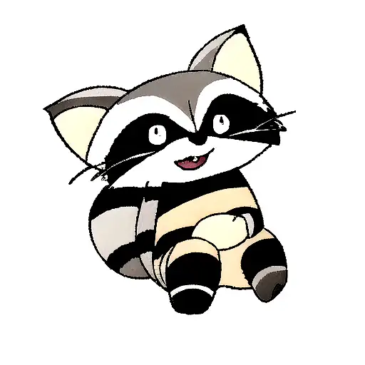 Stamp Raccoon Cartoon