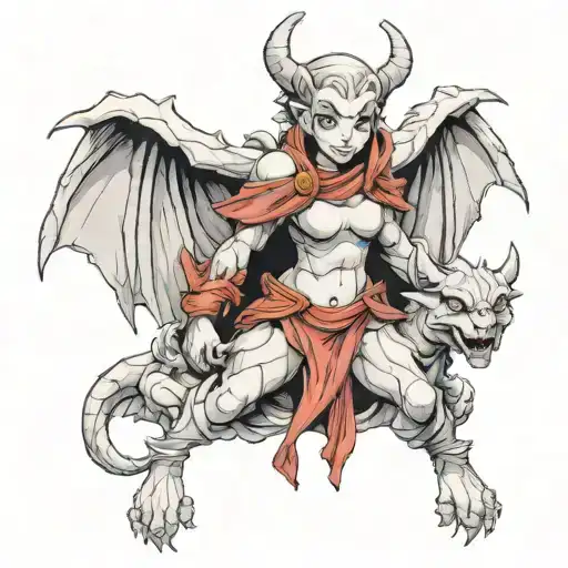 Female Gargoyle Warrior With Her Baby