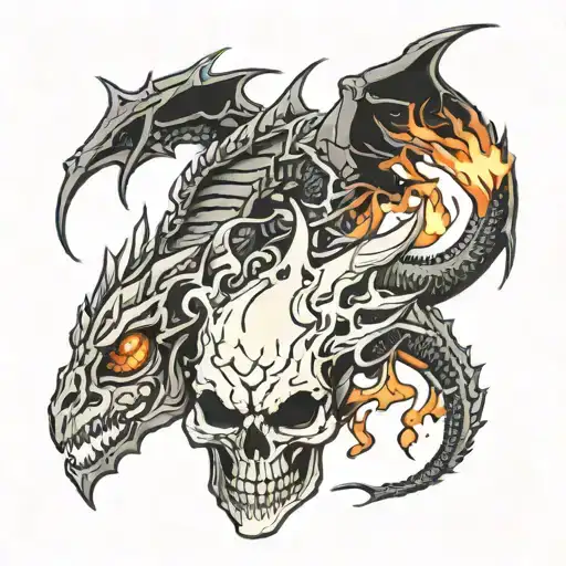 Dragon Or Skull With Flames