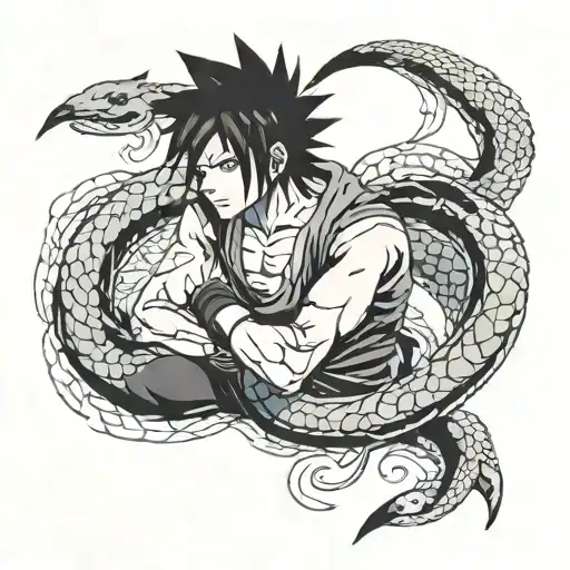 Sasuke With Snake Around Him