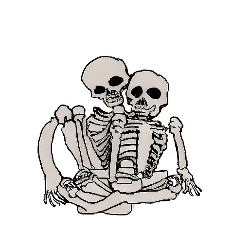 Skeleton Cat Hugging A Women
