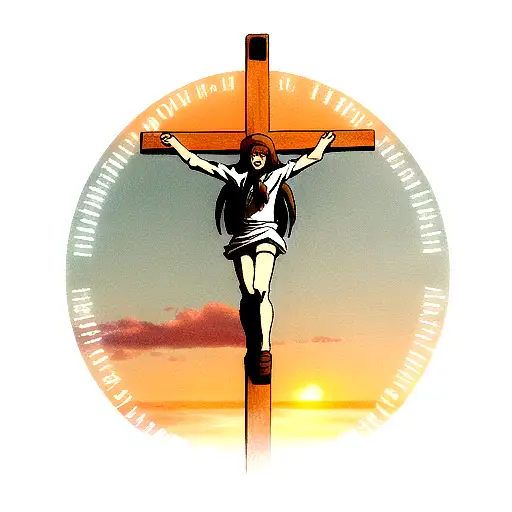 Jesus On The Cross With A Sunrise On A Hill