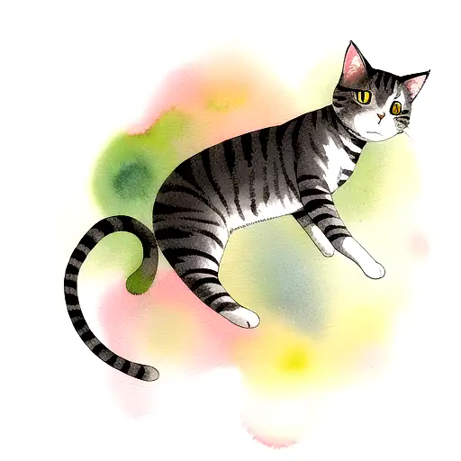 Cat On A Watercolor Background
