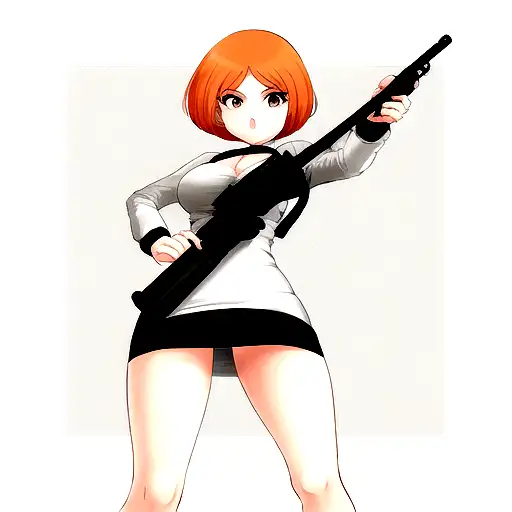Girl With A Gun In Short Tight Dress
