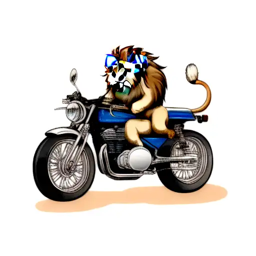 Lion On A Motorcycle