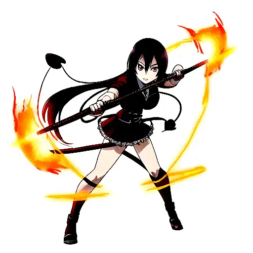 Demonslayer Katana With Set Your Heart Ablaze As A Blade And Fire