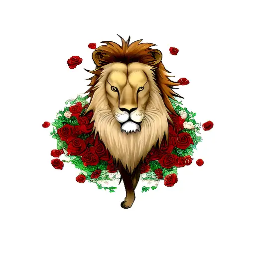 Lion With Roses