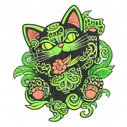 Funny Black Maneki Neko With Green Eres