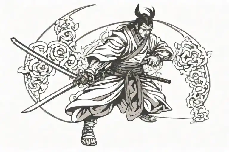Samurai With Katana Sword
