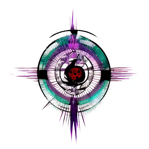 Sasuke's Susano With Sharingan In Background And The Aquarius Symbol With Itachi's Crows