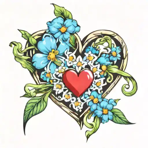Heart Shape I Loved Mom Forget Me Knots Flowers