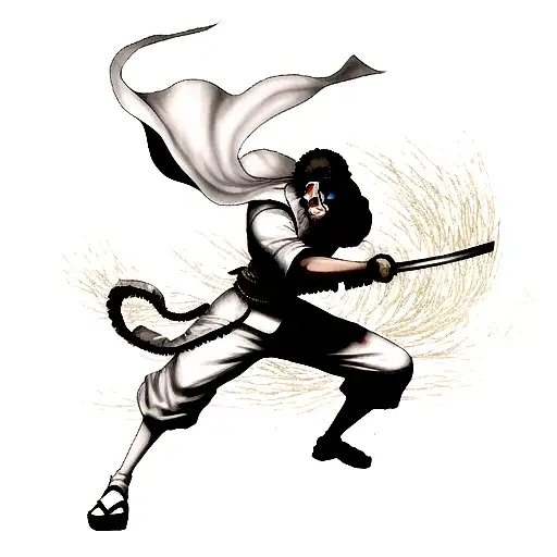 Afro Samurai Swing His Sword Toward An Enemy