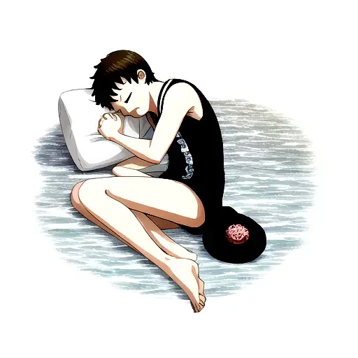 Guy Sleeping In Alone Madress In Ocean