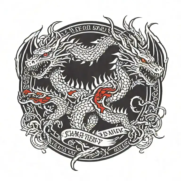 A Small Tattoo With The Words Scarlet Frenzy And A Ruby Dragon