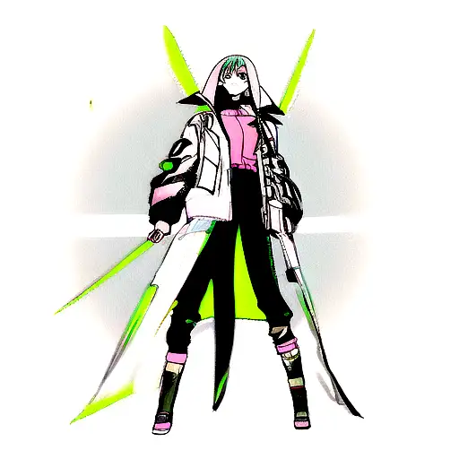 A Futuristic Cyberpunk Anime Character Hacking Into A Virtual World