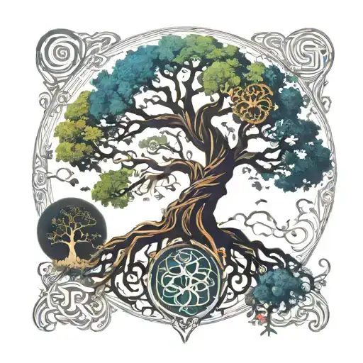 Yggdrasil Tree With The 9 Worlds