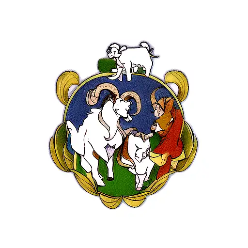 Goat Zodiac With Dragon