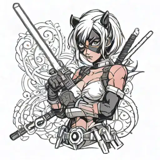 Deadpool And Lightsaber Beautiful Girl Eyes On Me