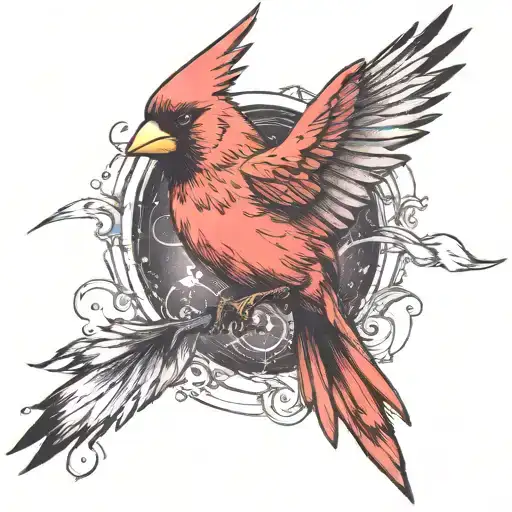 A Single Cardinal Flying