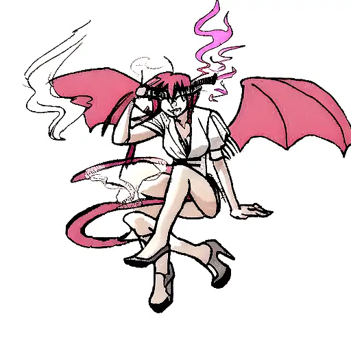 Devil With Angel Wings Also Smoking A Cigar