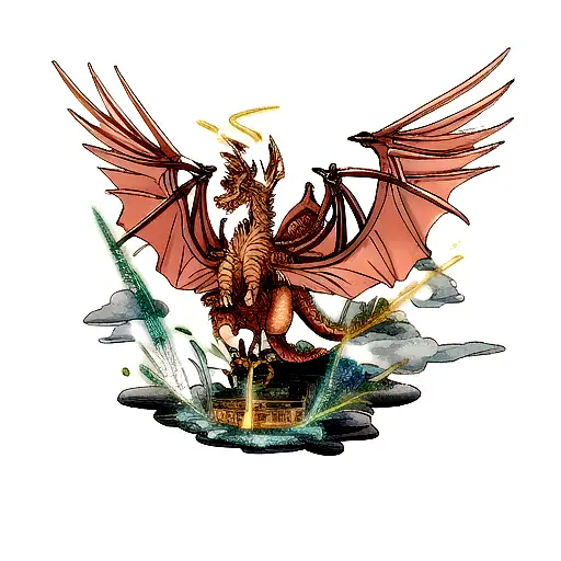 Dragon With Wings Shielding