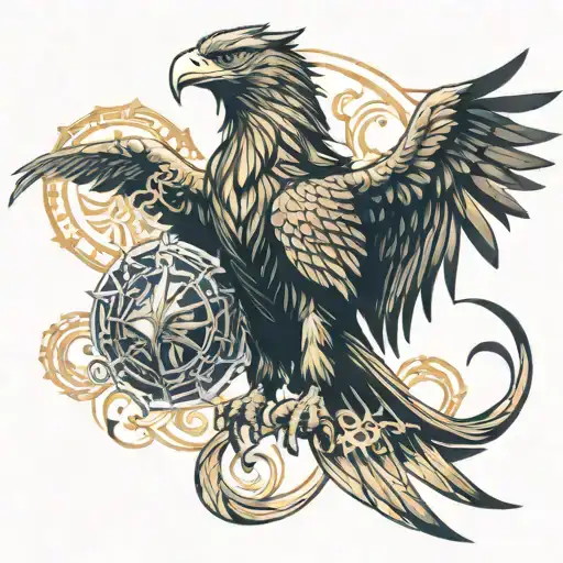 Golden Eagle With Lion And Dragon Dark Eater Midir