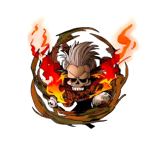 Dragon With Skull Head And Flames