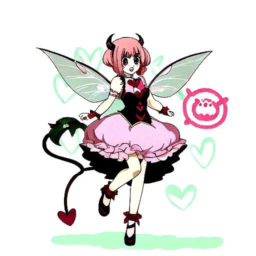 Demon Fairy Girl With Hearts