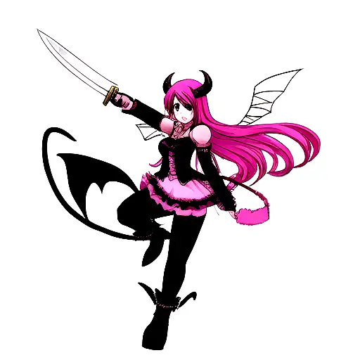 Demon Fairy Girl With Knife