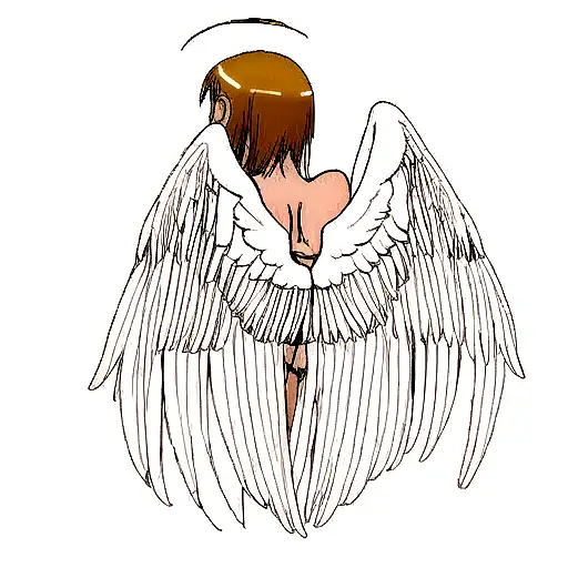 Angel With Wings Wide Open For Back Tatto