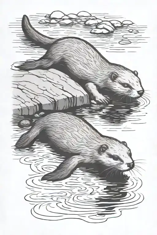 Full Body Otter Color In River