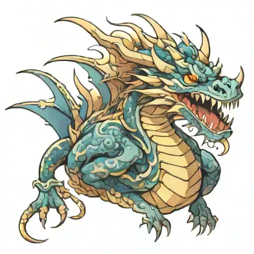 Dragon Roaring With A Puffed Out Chest That Is A Full Body Design Fitted To The Upper Arm