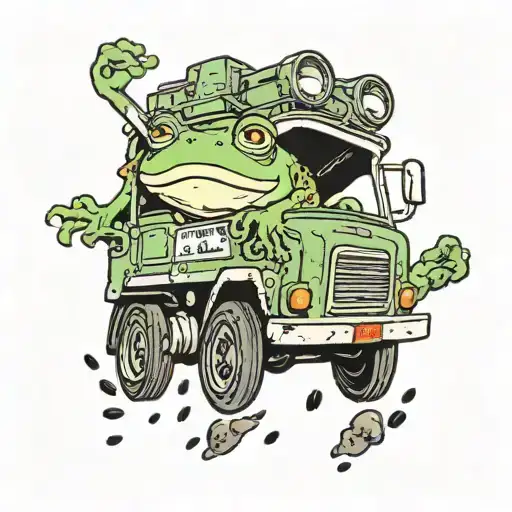 A Frog Driving A Garbage Truck