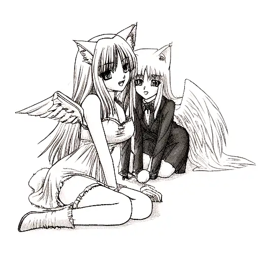 Angel And Devil Mixed With Wolf