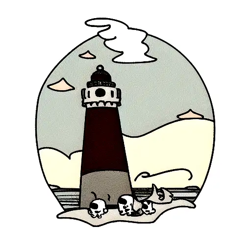 Lighthouse With Storm And Skulls
