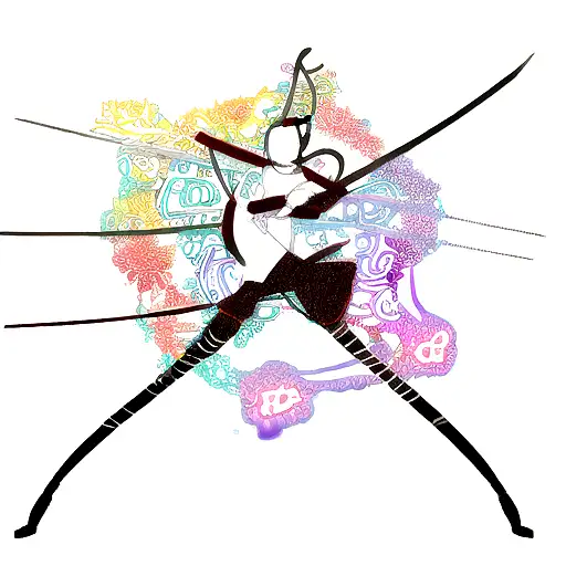 Musical Notes Forming The Shape Of A Katana Sword