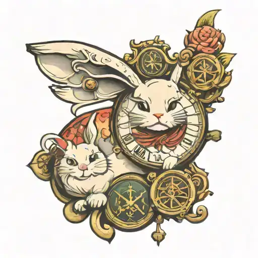 Chinese Bunny With Virgo Zodiac Sign And Clock