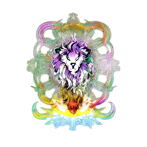 Psychedelic Lion With Aliens