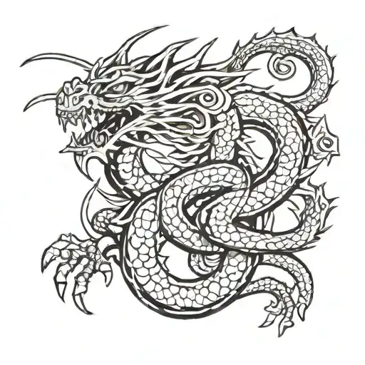 Shenron Dragon With Aztec Elements Going Through La Symbol