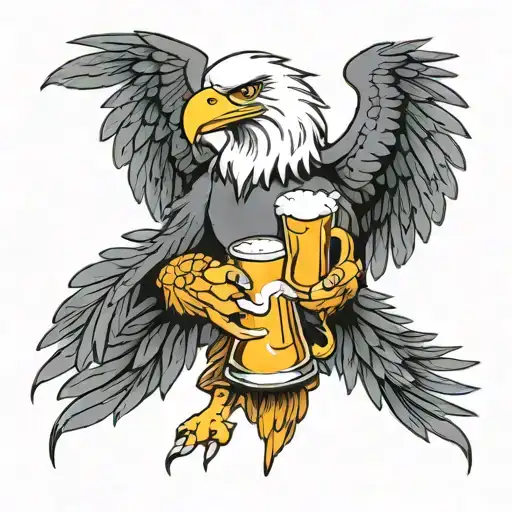 Eagle Smoking And Carrying Beer