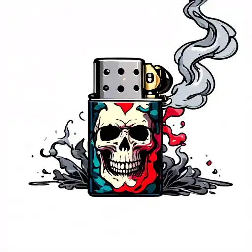 Lighter With Skull Smoke