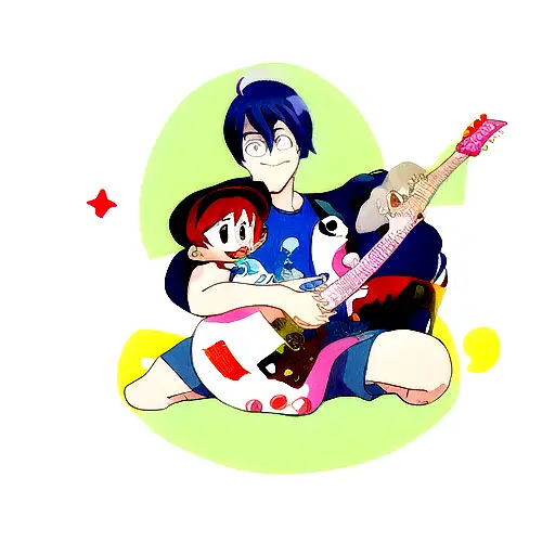 Lilo And Stitch With Guitar And Cowboy Hat