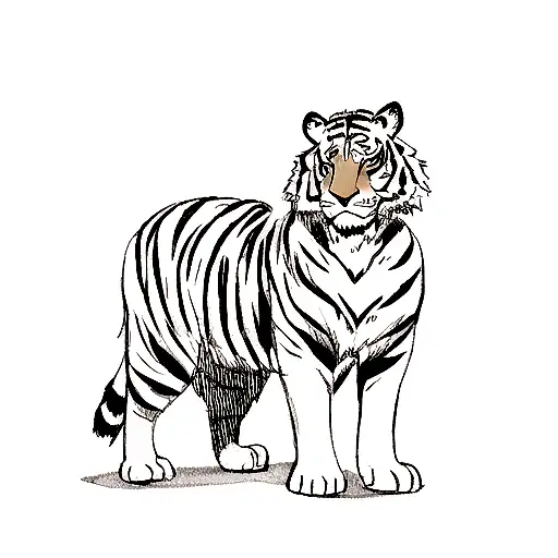 A Majestic Tiger Representing The Carib Heritage In A Sketch Style
