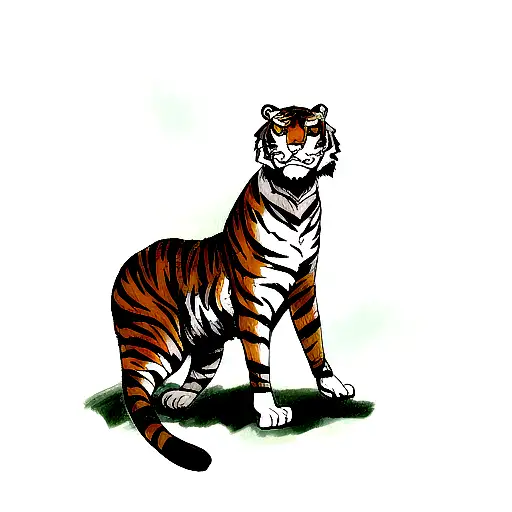 A Majestic Tiger Representing The Carib Heritage In A Sketch Style