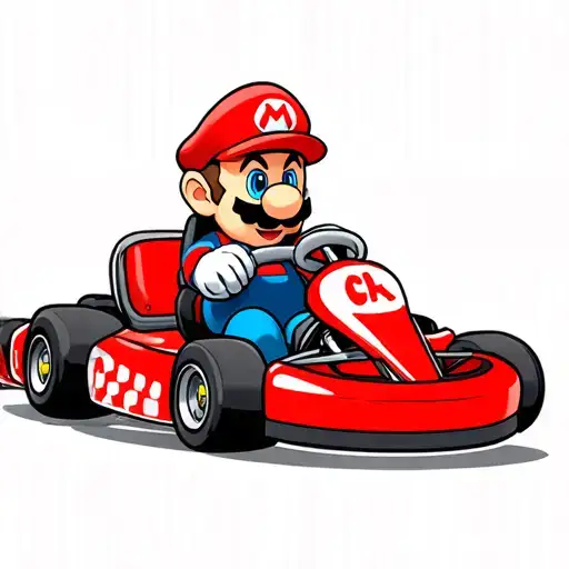 Mario Driving In A Go Kart Driver Racing